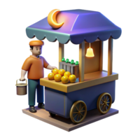 3D Render Fruit Cart Illustration png