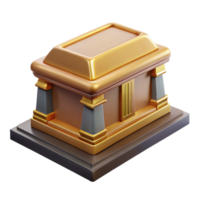 Golden Treasure Chest 3D Render Illustration Ancient Architecture Design Game Asset High Quality Model png
