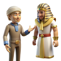 3D Illustration of Two Figures in Ancient Egyptian and Middle Eastern Attire Engaging in Conversation png