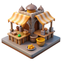 3D Render of a Medieval Market Stall png