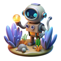 3D Render Astronaut with Lightbulb in Underwater Scene png