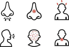 Set of HMPV Symptoms Icons vector