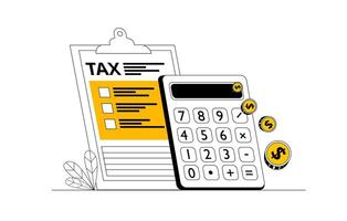 Calculator and tax form. vector