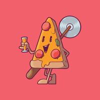 A Pizza slice Character Holding a beer. vector