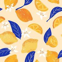 Lemon seamless pattern with tribal texture. Modern design for cover, fabric, decor vector