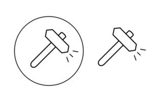 Hammer icon. A set of hammer icons. The hammer button symbol. A filled flat sign. illustration. vector
