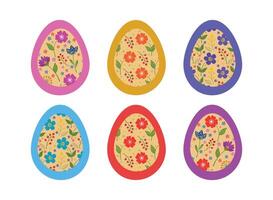 A spring set of Easter eggs for festive decoration and greeting cards. happy Easter. Vintage, ethnic and folk style. Easter set. illustration vector
