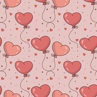 Seamless heart shaped balloon pattern. Fabric texture for Valentine's day, background with letters and hearts. Romantic background for Valentine's day. vector