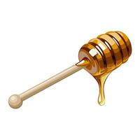 Illustration of honey stick with dripping honey, isolated on white background. vector