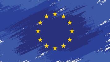 Creative EU Flag Banner with Bold and Artistic Brush Stroke Style vector