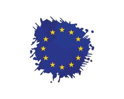 Minimalist brush-painted European Union flag with a rough artistic style vector