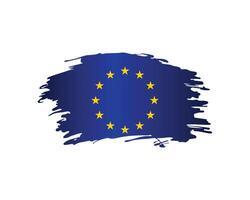 Modern brush stroke of the EU flag with a distressed and expressive design vector