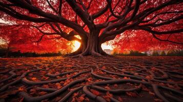 red tree and root photo