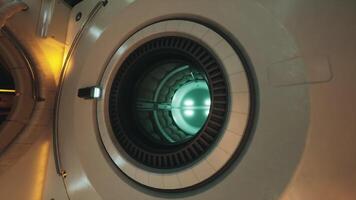 Interior view of a futuristic space station with advanced technology in orbit video