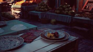 Table With Plates of Fruit video