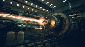 Advanced experimental apparatus in a futuristic laboratory at dusk video