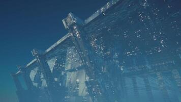 Futuristic floating city showcasing advanced architecture in a serene sky video