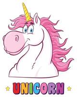 Smiling Magic Unicorn Head Classic Cartoon Character vector
