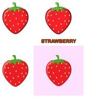 Whole Strawberry Fruit Collection in Different Color Variations vector