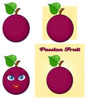 Smiling Passion Fruit Cartoon with a Fresh Look vector