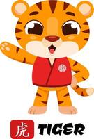 Smiling Zodiac Tiger Representing Strength and Power vector