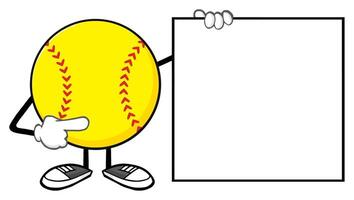 Funny Softball Mascot Pointing at an Empty Board vector