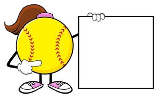 Energetic Softball Player Girl Showing an Empty Board for Text vector
