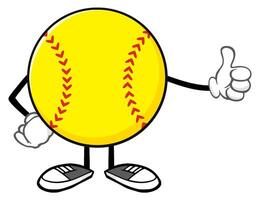 Funny Softball Player Character Approving with Thumbs Up vector