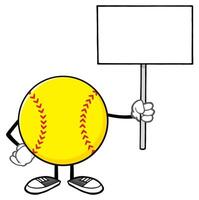 Sporty Softball Mascot Holding a Blank Banner vector