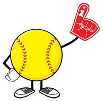 Funny Cartoon Softball Character with Foam Finger vector