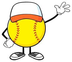 Cartoon Softball Character Wearing a Cap vector