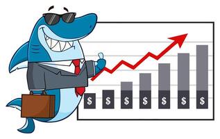 Successful Corporate Shark with Financial Graph vector