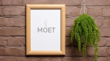 natural frame mockup with plants photo