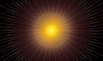 Abstract star or sun. Explosion effect. Fast motion effect. burst yellow lines light on dark background. vector