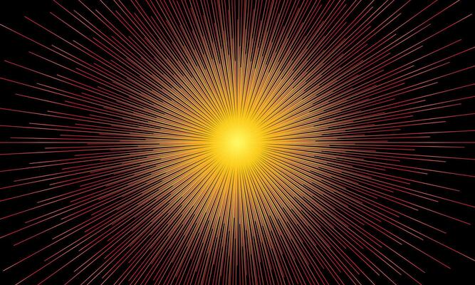 Abstract star or sun. Explosion effect. Fast motion effect. burst yellow lines light on dark background.