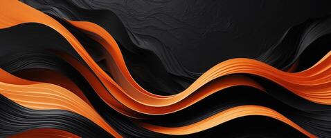 Dynamic and vibrant abstract composition of elegant orange and black waves on a dark background photo