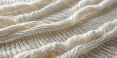 close up of white knitted wool texture background photo