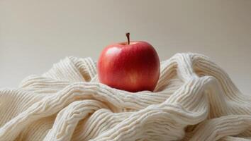 Fresh Apple on Soft Knit with Neutral Background photo