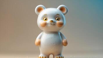 Adorable and Cute Bear Figurine Featuring a Playful Design in Soft and Delightful Colors. photo