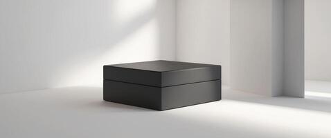 Black big rectangular box on shop mock up. photo