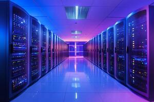 Server room hosting big data with modern hardware and powerful equipment photo