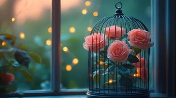 Rose in a cage photo