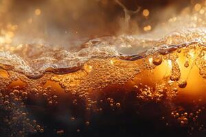 A close up of a soda with bubbles and steam photo