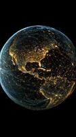 The earth is shown with a network of lights photo