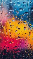 Rain drops on the window of a car photo