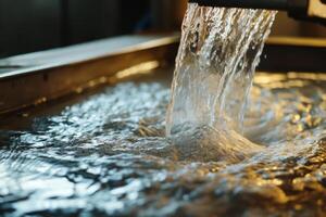 A close up of a water faucet being turned on photo