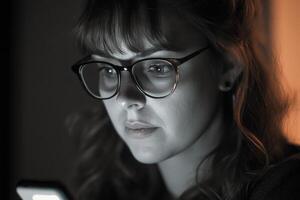 A woman wearing glasses photo