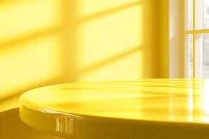 Yellow Table and Wall with Window Light photo