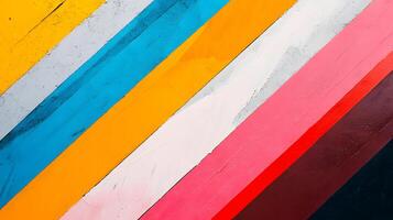 Diagonal Stripes of Multicolored Paint on Textured Surface photo