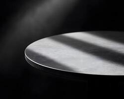 Circular Metallic Table Top with Shadowed Lighting photo